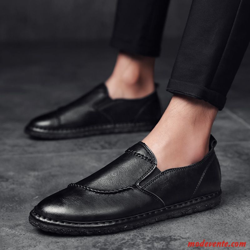 Mocassins Homme Chaussures En Cuir Tous Les Assortis Tendance Décontractée Angleterre Printemps Rouge