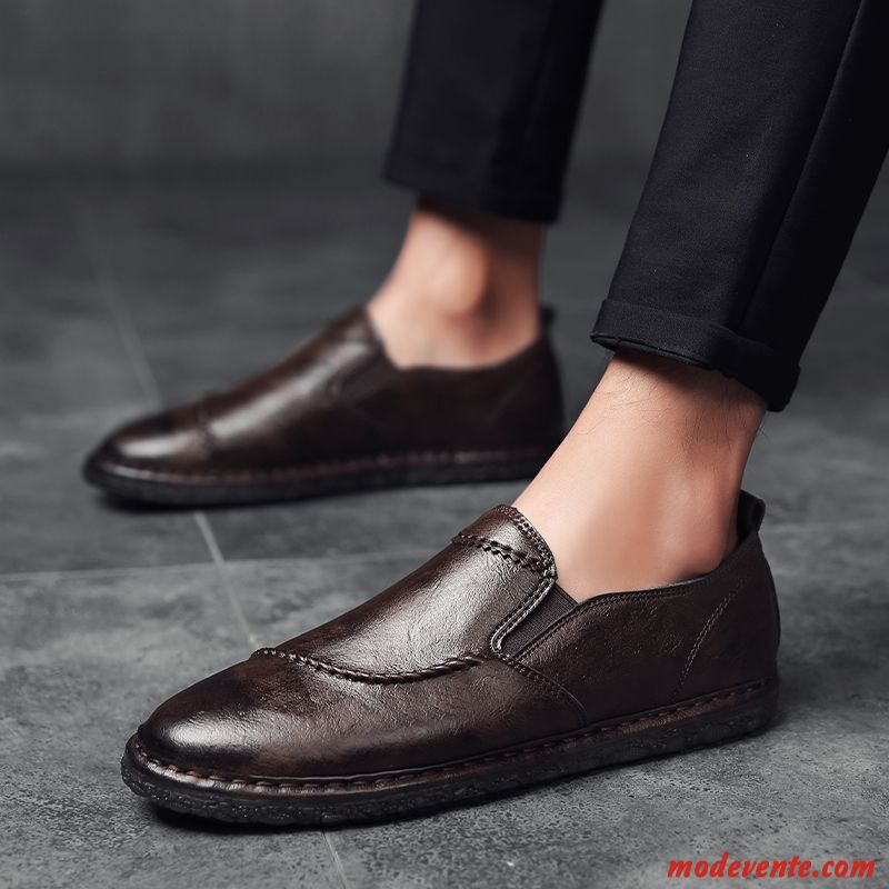 Mocassins Homme Chaussures En Cuir Tous Les Assortis Tendance Décontractée Angleterre Printemps Rouge