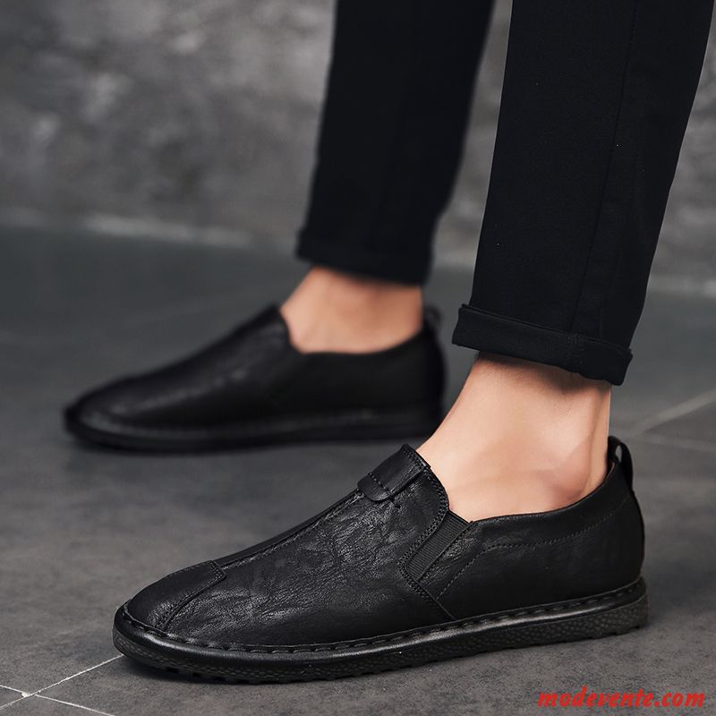 Mocassins Homme Chaussures En Cuir Tous Les Assortis Tendance Décontractée Angleterre Printemps Rouge