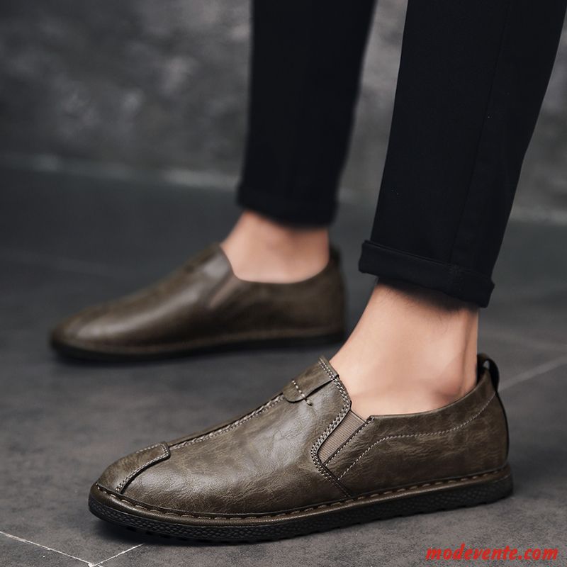 Mocassins Homme Chaussures En Cuir Tous Les Assortis Tendance Décontractée Angleterre Printemps Rouge