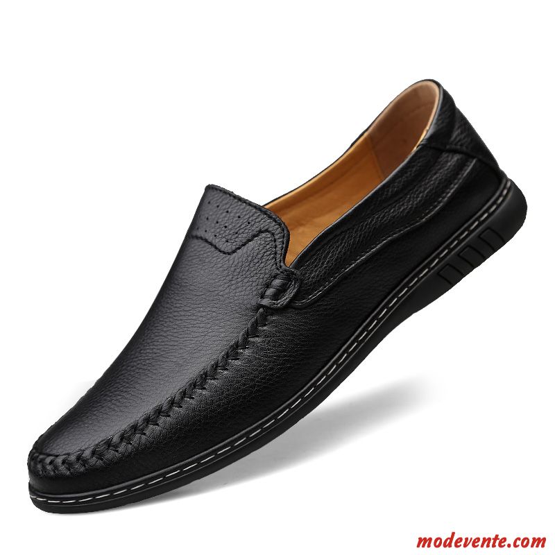 Mocassins Homme Cuir Véritable Décontractée Été Dessus Cuir Jeunesse Chaussures En Cuir Rouge Brun