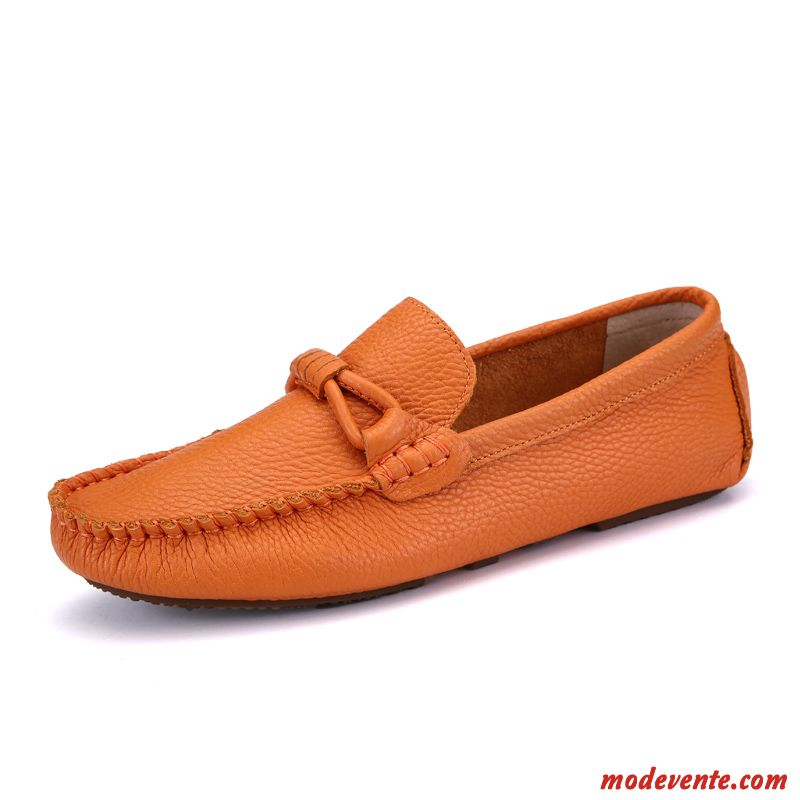 Mocassins Homme Cuir Véritable Flâneurs Slip-on Conduire Angleterre Semelle Doux Marron Clair