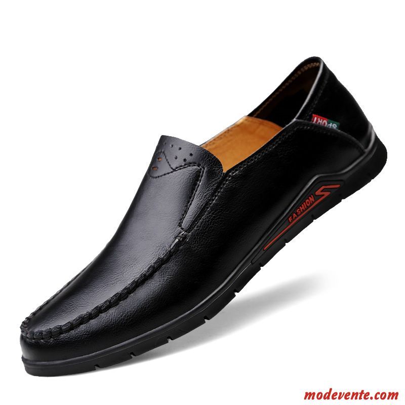 Mocassins Homme Cuir Véritable Flâneurs Tendance Décontractée Semelle Doux Printemps Noir