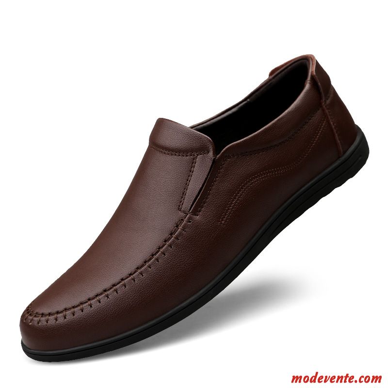 Mocassins Homme Cuir Véritable Flâneurs Tendance Décontractée Semelle Doux Printemps Noir