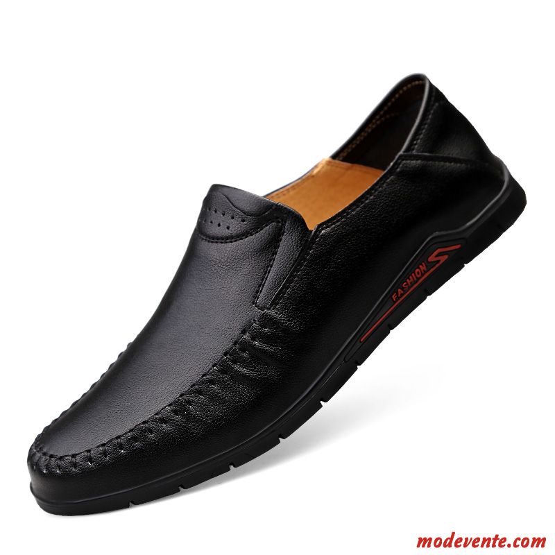 Mocassins Homme Cuir Véritable Flâneurs Tendance Décontractée Semelle Doux Printemps Noir