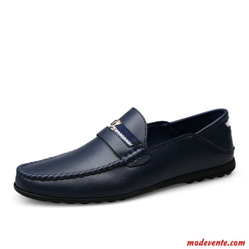 Mocassins Homme Cuir Véritable Flâneurs Tendance Décontractée Semelle Doux Printemps Noir