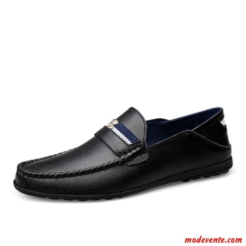 Mocassins Homme Cuir Véritable Flâneurs Tendance Décontractée Semelle Doux Printemps Noir