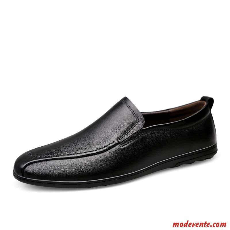 Mocassins Homme Cuir Véritable Jeunesse Mode En Cuir Décontractée Semelle Doux Marron