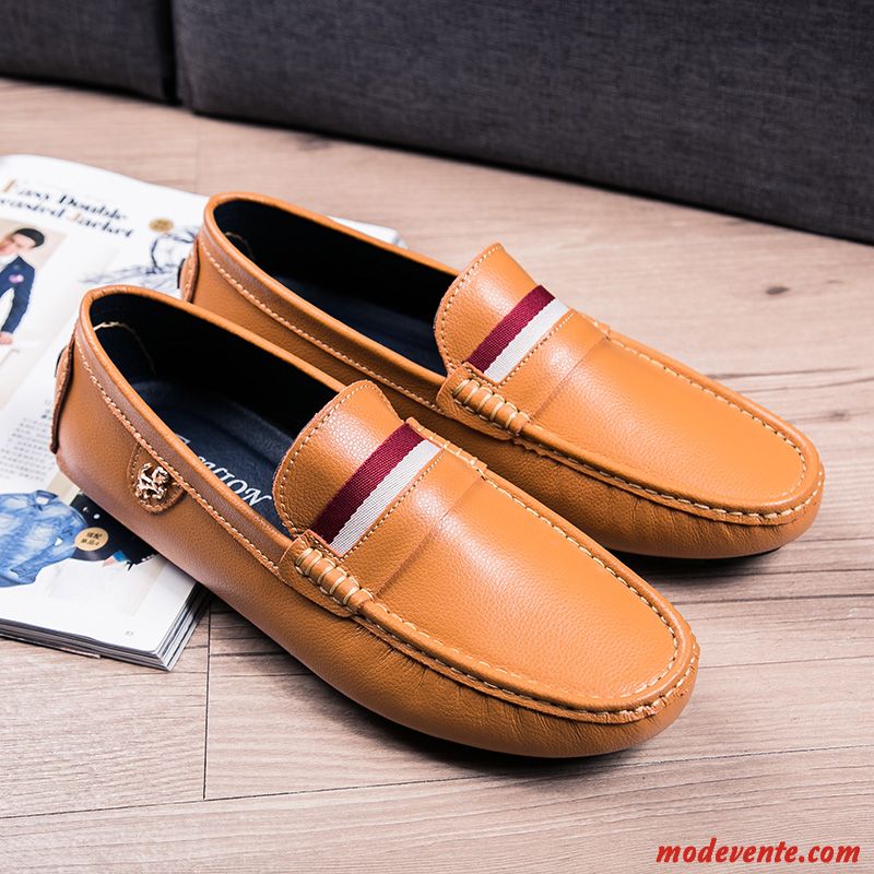 Mocassins Homme Cuir Véritable Printemps Tous Les Assortis En Cuir Jeunesse Chaussures En Cuir Blanc