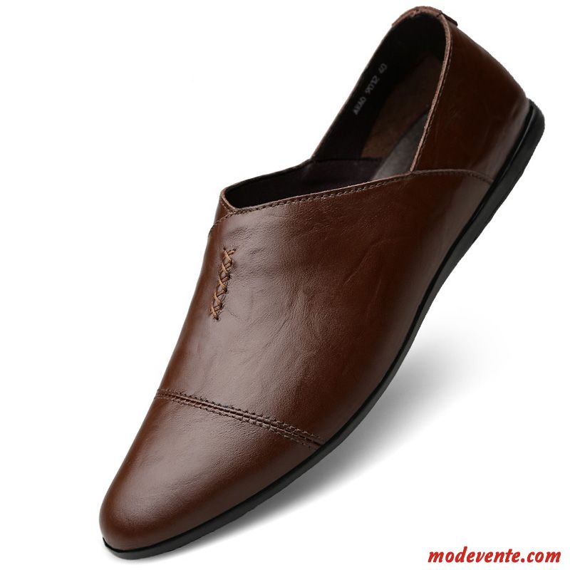 Mocassins Homme Cuir Véritable Semelle Doux Respirant Chaussures En Cuir Travailler Tendance Jaune