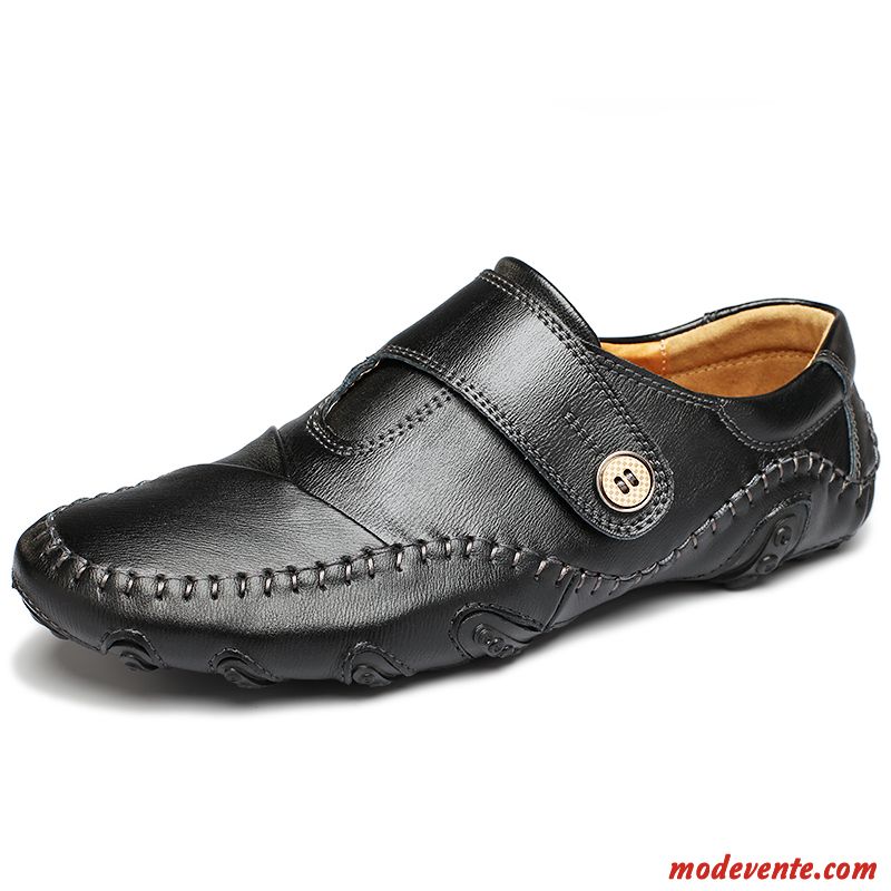 Mocassins Homme Cuir Véritable Slip-on Décontractée Chaussures En Cuir Tous Les Assortis Été Marron