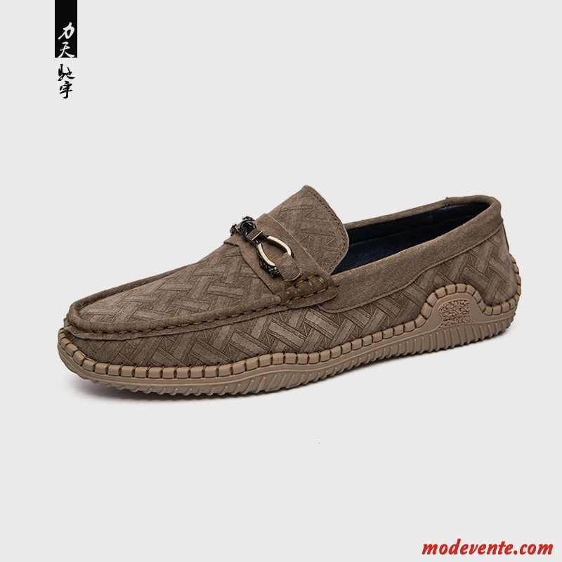 Mocassins Homme Cuir Véritable Slip-on Personnalité Suède Tous Les Assortis Respirant