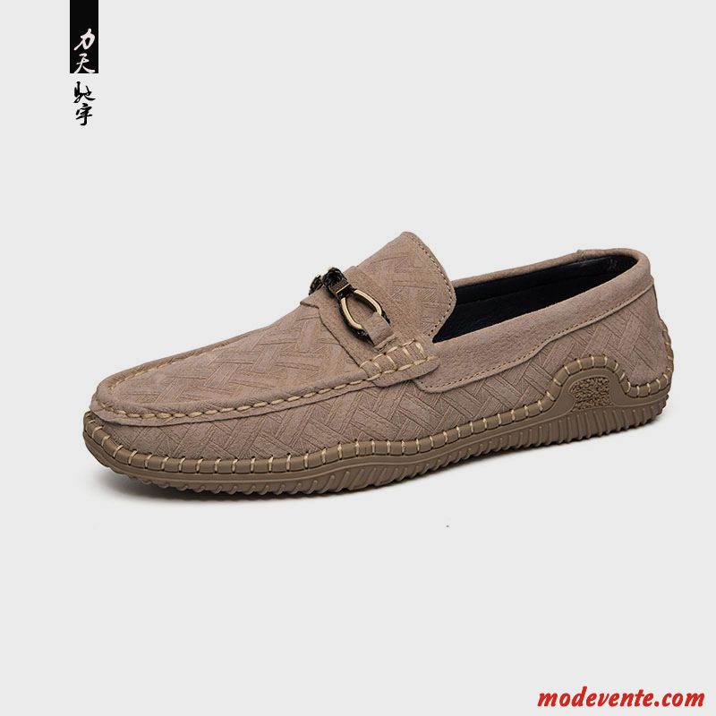 Mocassins Homme Cuir Véritable Slip-on Personnalité Suède Tous Les Assortis Respirant