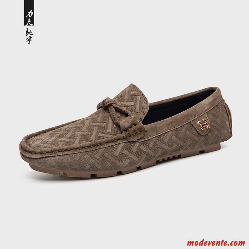 Mocassins Homme Cuir Véritable Slip-on Personnalité Suède Tous Les Assortis Respirant