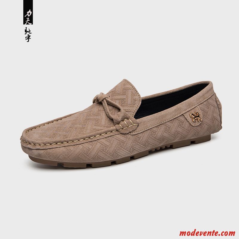 Mocassins Homme Cuir Véritable Slip-on Personnalité Suède Tous Les Assortis Respirant