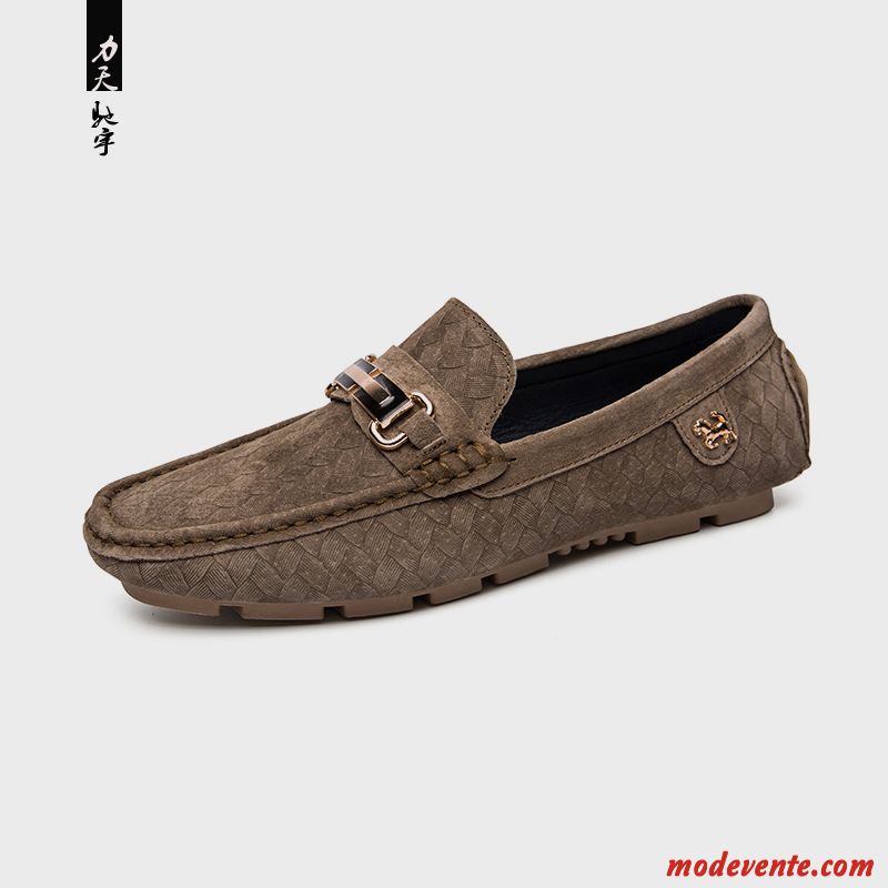 Mocassins Homme Cuir Véritable Slip-on Personnalité Suède Tous Les Assortis Respirant