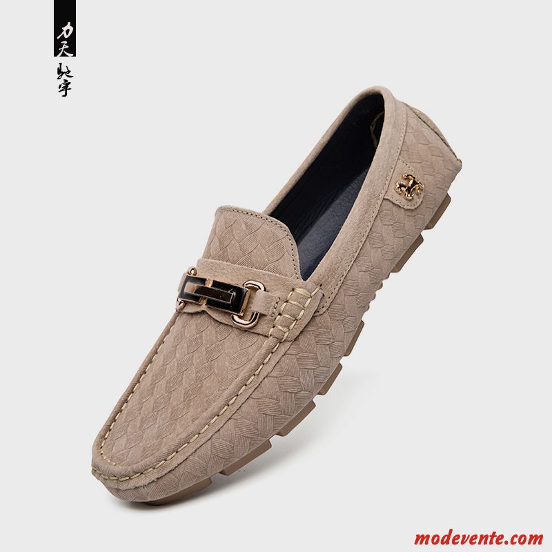 Mocassins Homme Cuir Véritable Slip-on Personnalité Suède Tous Les Assortis Respirant