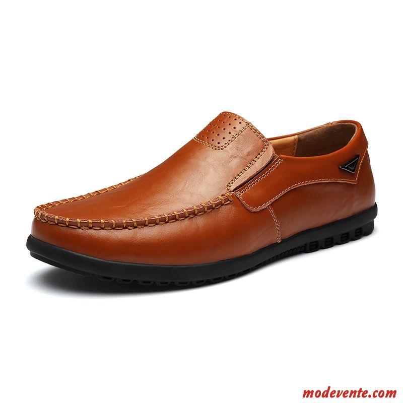 Mocassins Homme Cuir Véritable Tendance Personnalité Décontractée Chaussures En Cuir Tous Les Assortis Jaune