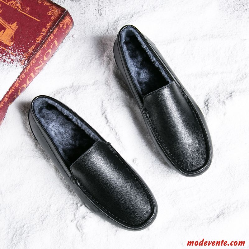 Mocassins Homme Décontractée Chaussures En Cuir Flâneurs Hiver Tendance Noir Brun