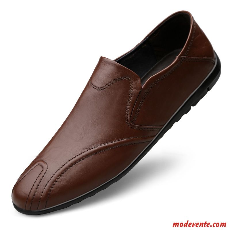 Mocassins Homme Décontractée Chaussures En Cuir Slip-on L'automne Respirant Tendance Rouge