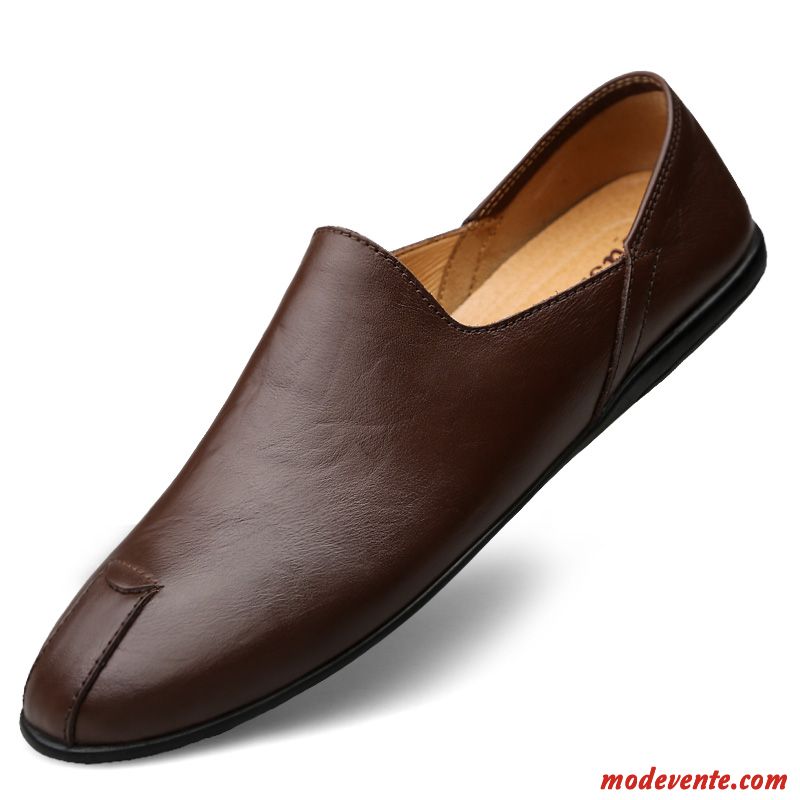 Mocassins Homme Décontractée Chaussures En Cuir Slip-on L'automne Respirant Tendance Rouge