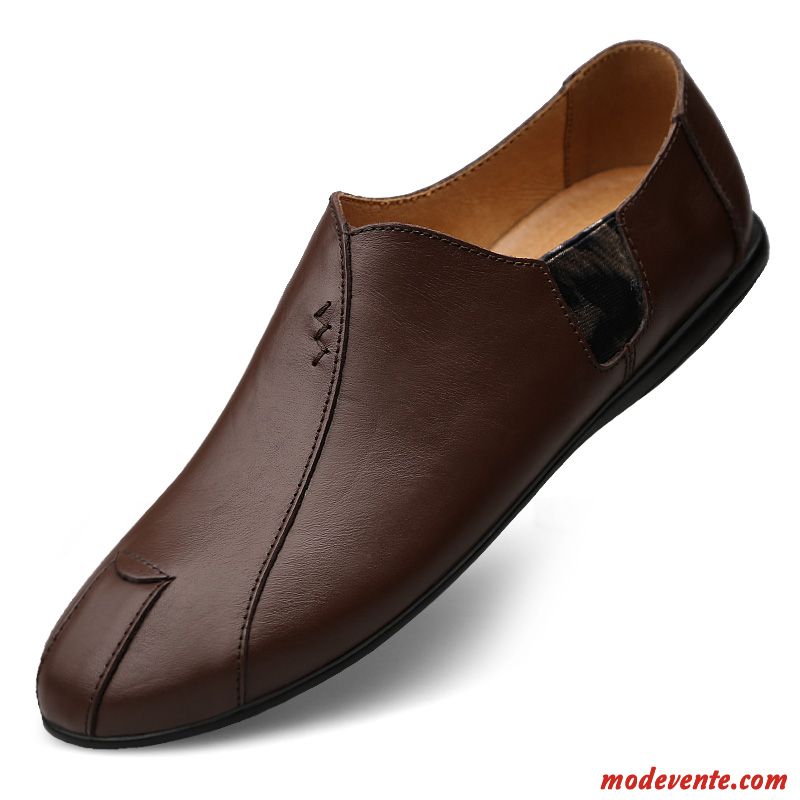 Mocassins Homme Décontractée Chaussures En Cuir Slip-on L'automne Respirant Tendance Rouge