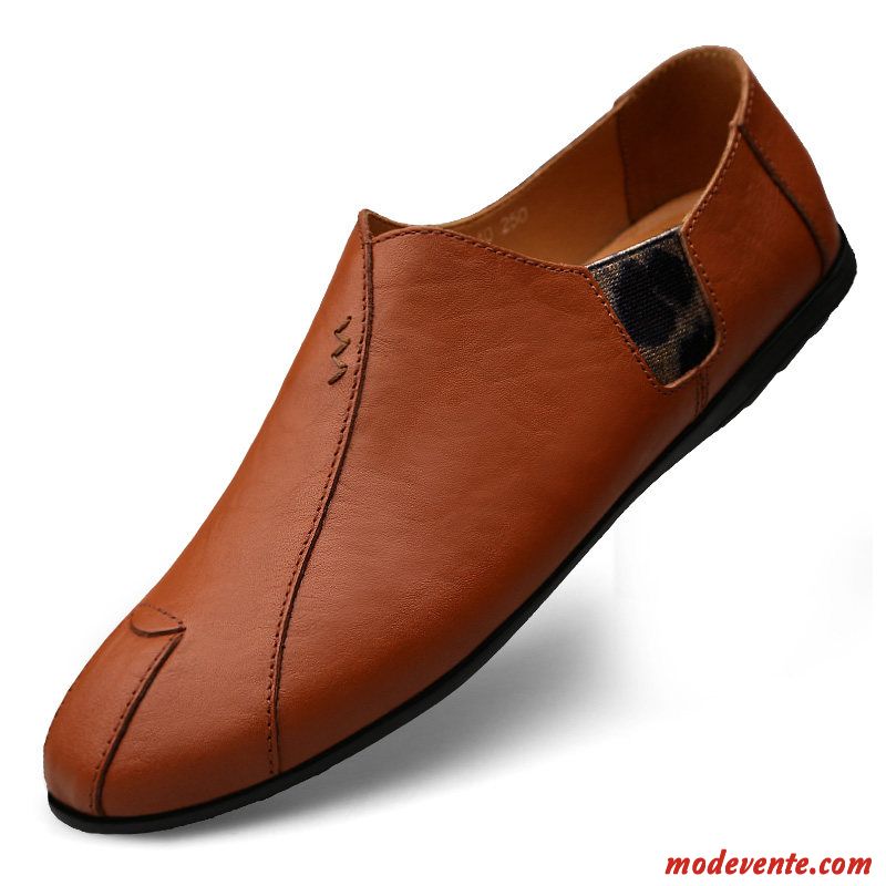 Mocassins Homme Décontractée Chaussures En Cuir Slip-on L'automne Respirant Tendance Rouge