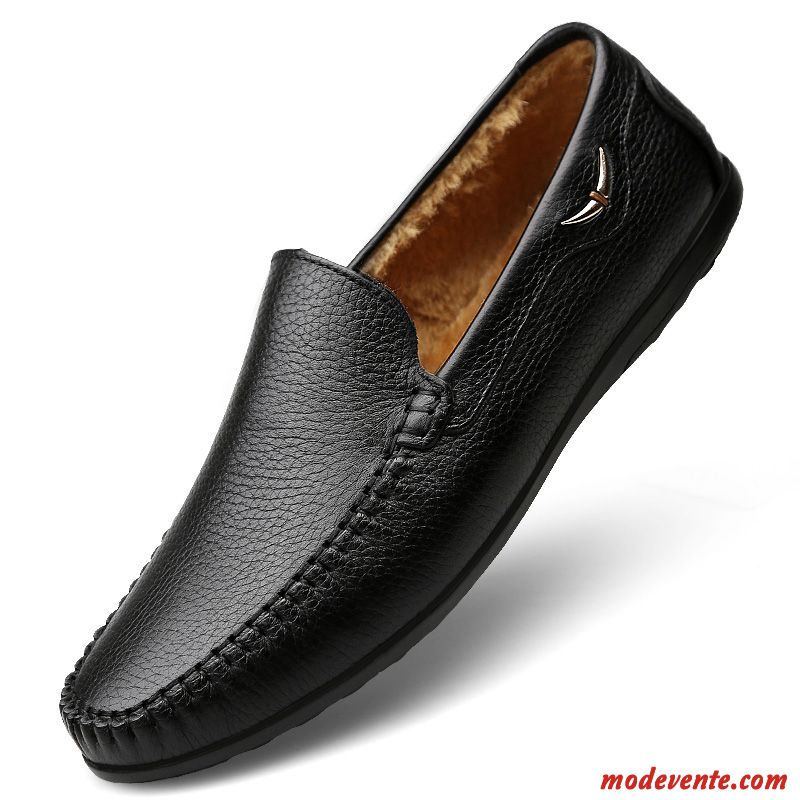 Mocassins Homme Décontractée De Boîtier Printemps Respirant Cuir Véritable Semelle Doux Marron