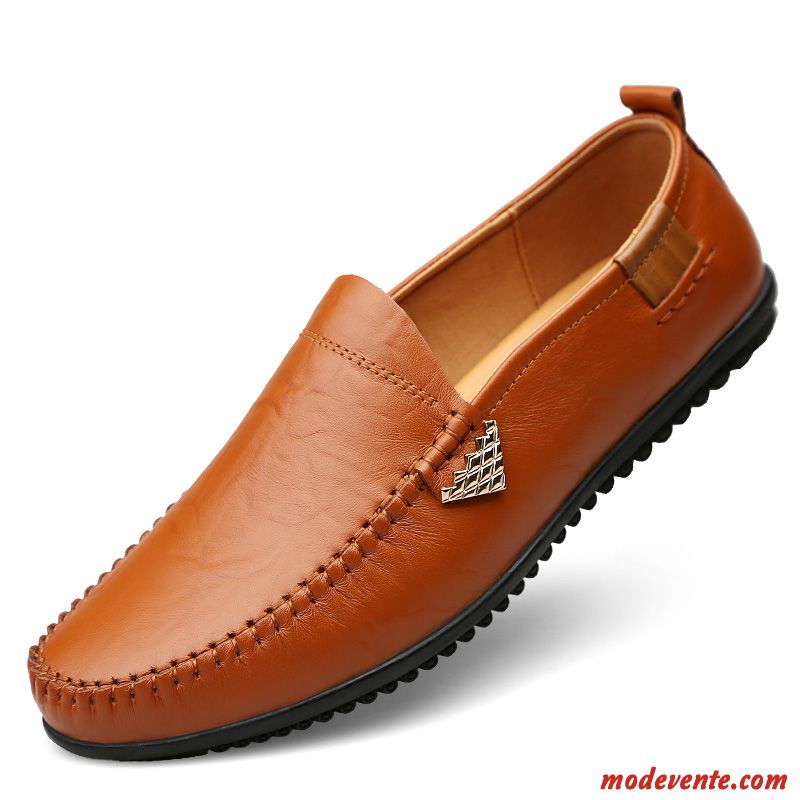 Mocassins Homme Décontractée En Cuir Cuir Véritable Tendance Chaussures En Cuir Flâneurs Rouge Marron