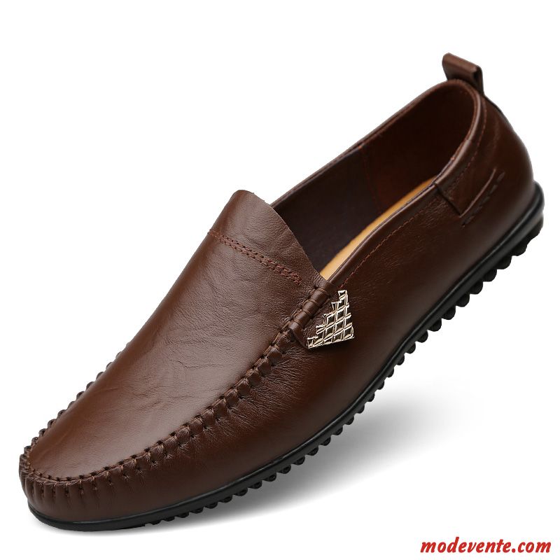 Mocassins Homme Décontractée En Cuir Cuir Véritable Tendance Chaussures En Cuir Flâneurs Rouge Marron