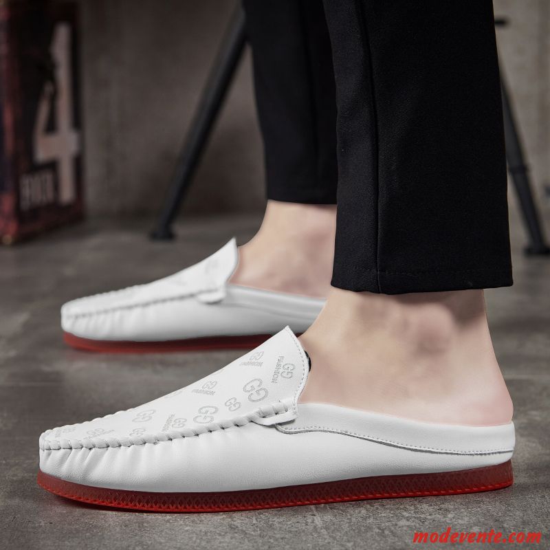 Mocassins Homme Décontractée Flâneurs Slip-on Respirant Été Conduire Blanc