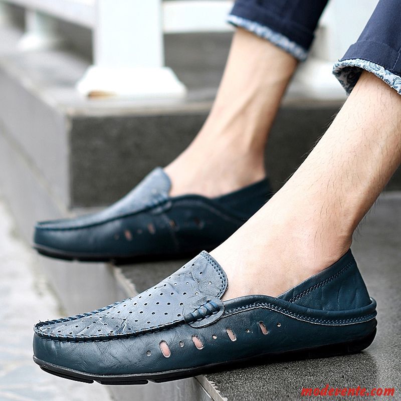 Mocassins Homme Décontractée L'automne Cuir Véritable Slip-on Chaussures En Cuir Tendance Rouge Marron