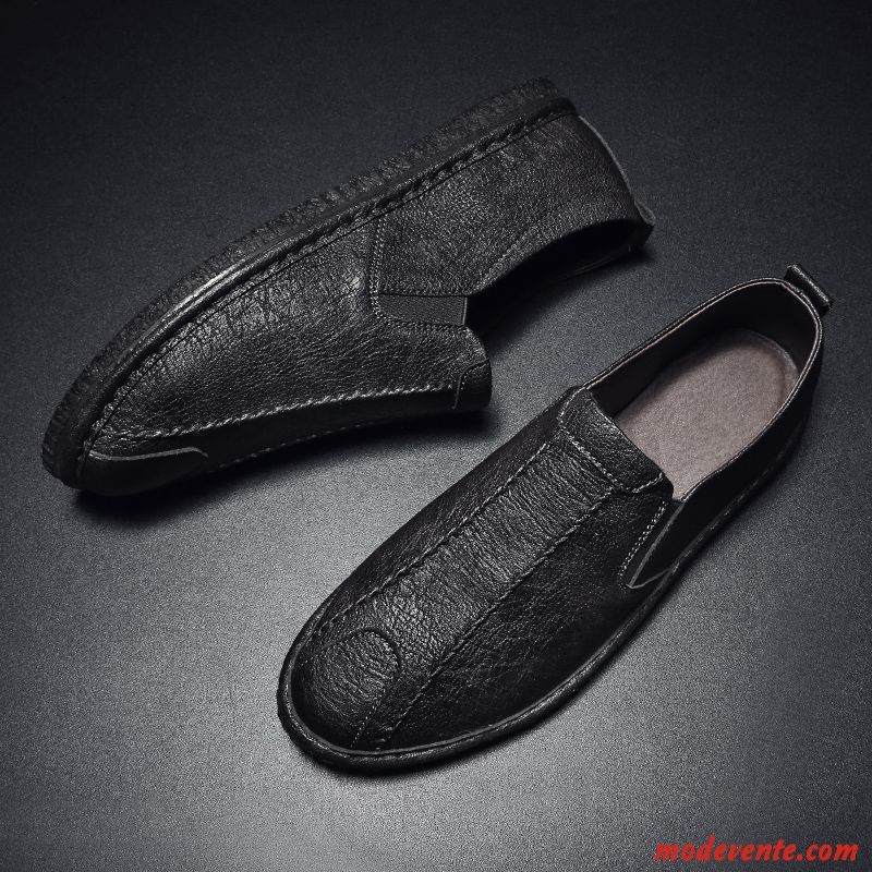 Mocassins Homme Décontractée Slip-on Tous Les Assortis Chaussures En Cuir L'automne Personnalité Marron