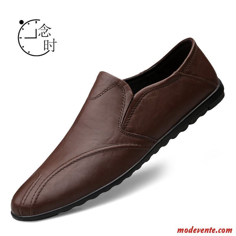 Mocassins Homme Décontractée Tous Les Assortis De Boîtier Semelle Doux Chaussures En Cuir Tendance Brun Clair