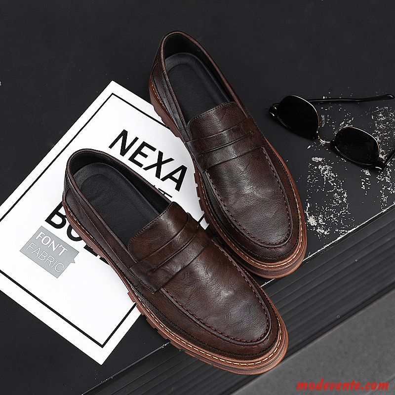 Mocassins Homme Décontractée Tous Les Assortis Tendance Angleterre Slip-on Rétro Marron