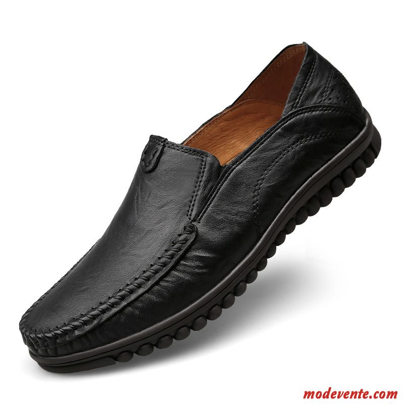 Mocassins Homme Entreprise Chaussures En Cuir De Boîtier Chaussures De Conduite Cuir Véritable Respirant Marron