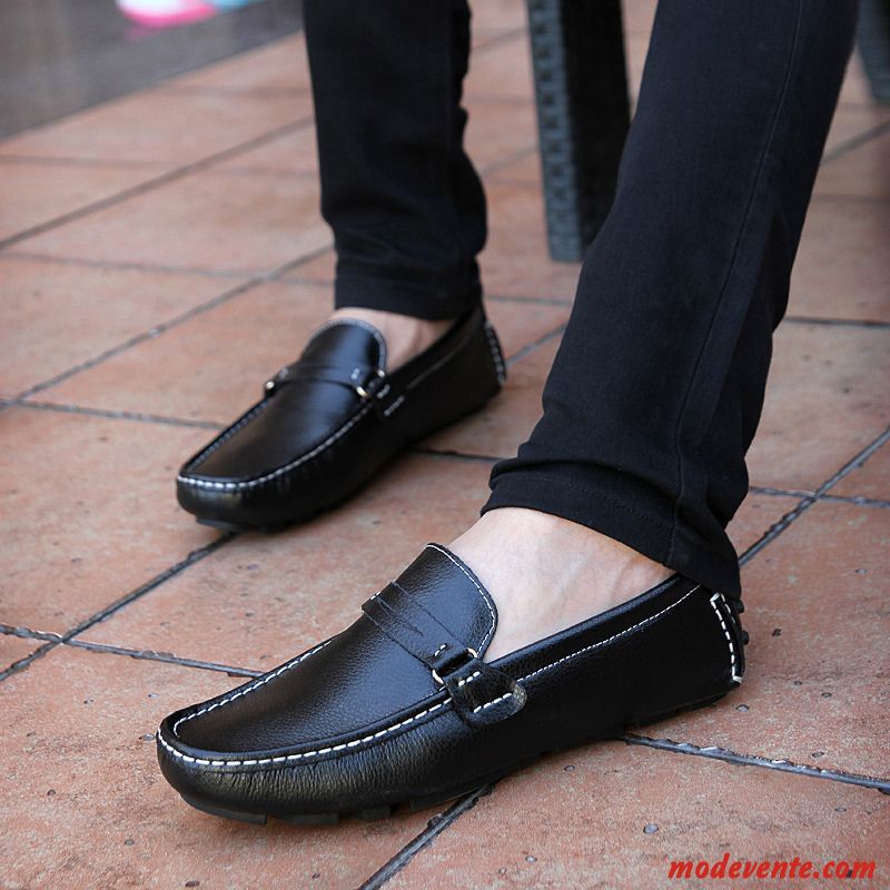 Mocassins Homme Flâneurs Chaussures De Conduite Tendance Chaussures En Cuir Printemps Décontractée Noir