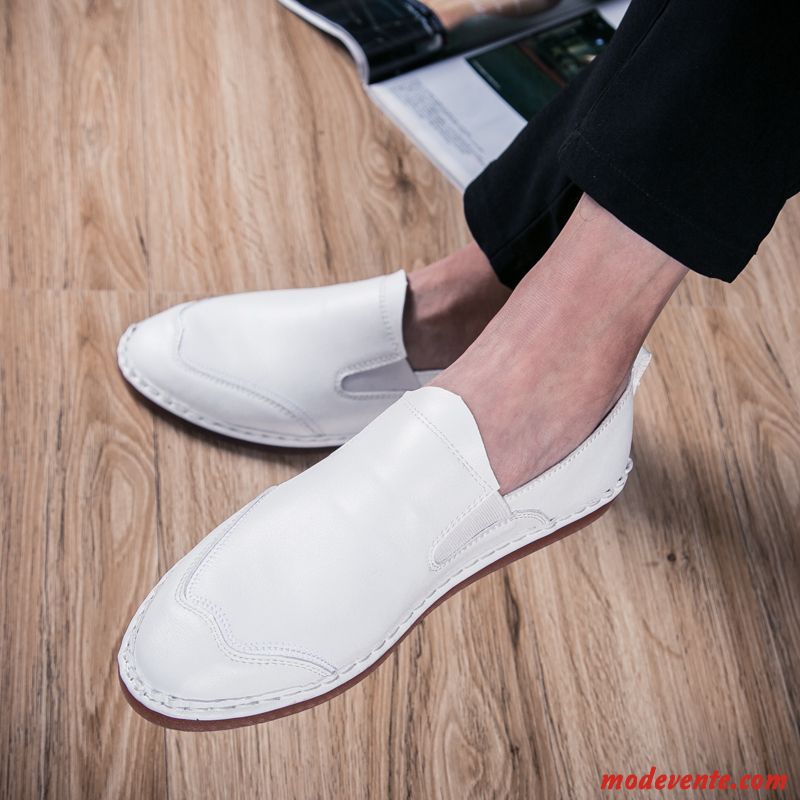 Mocassins Homme Flâneurs Chaussures En Cuir Décontractée Mode Tendance Angleterre Blanc Rouge