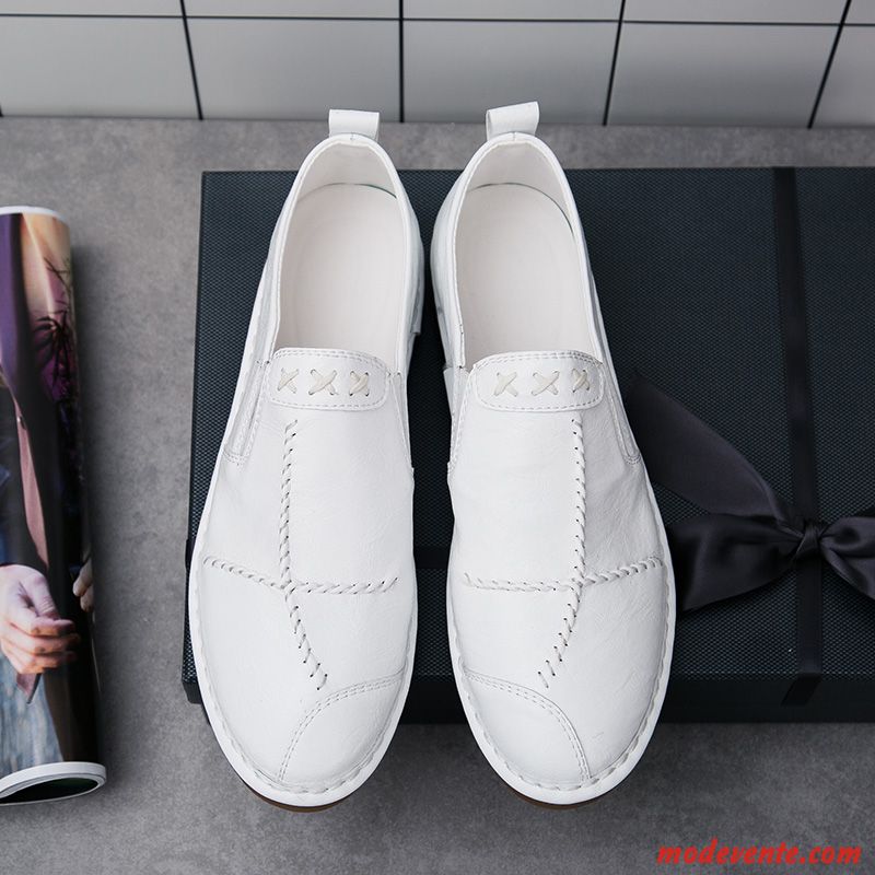 Mocassins Homme Flâneurs Chaussures En Cuir Décontractée Mode Tendance Angleterre Blanc Rouge