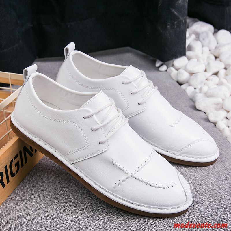 Mocassins Homme Flâneurs Chaussures En Cuir Décontractée Mode Tendance Angleterre Blanc Rouge