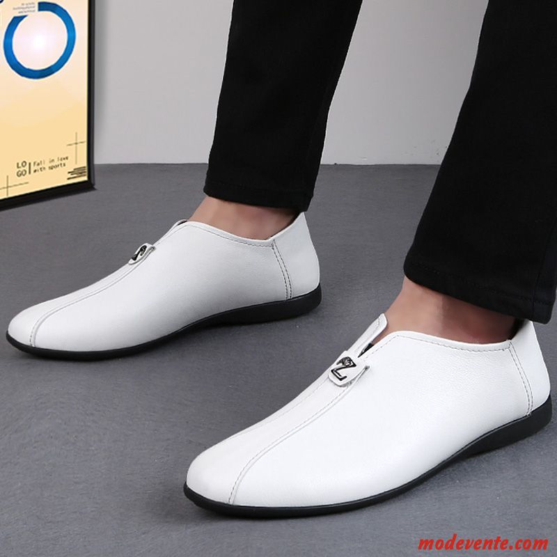 Mocassins Homme Flâneurs Chaussures En Cuir Décontractée Tous Les Assortis Slip-on Été Bordeaux Blanc