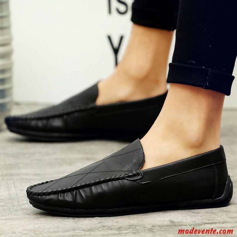 Mocassins Homme Flâneurs Chaussures En Cuir Personnalité Décontractée Printemps Tendance Noir Rouge