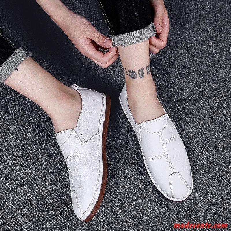 Mocassins Homme Flâneurs Slip-on Été Tous Les Assortis Tendance Décontractée Blanc