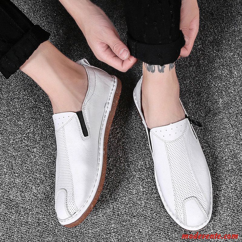 Mocassins Homme Flâneurs Slip-on Été Tous Les Assortis Tendance Décontractée Blanc