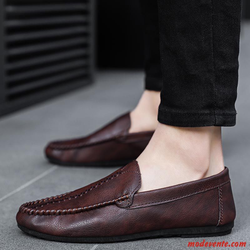 Mocassins Homme L'automne Angleterre Tendance Tous Les Assortis Décontractée Personnalité Rouge