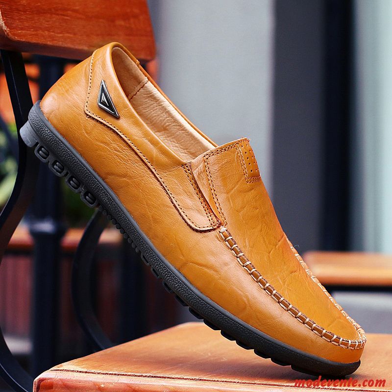 Mocassins Homme L'automne Décontractée Flâneurs Chaussures En Cuir De Boîtier Cuir Véritable Jaune