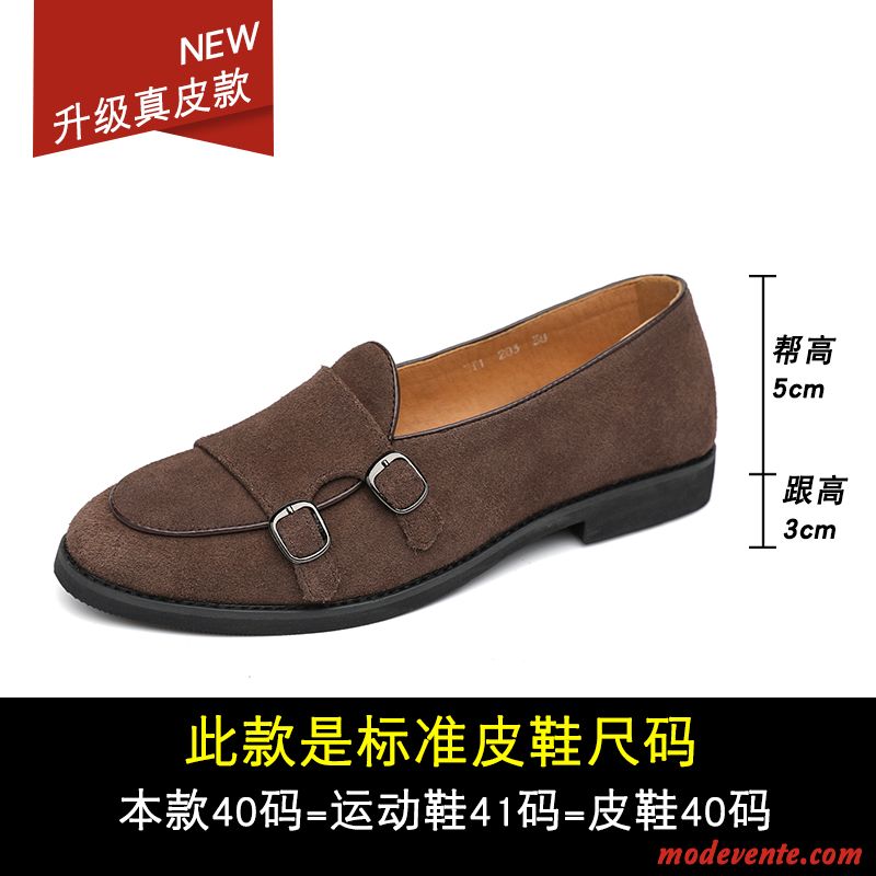 Mocassins Homme Mode Cuir Véritable Été Respirant Chaussures En Cuir Décontractée Marron