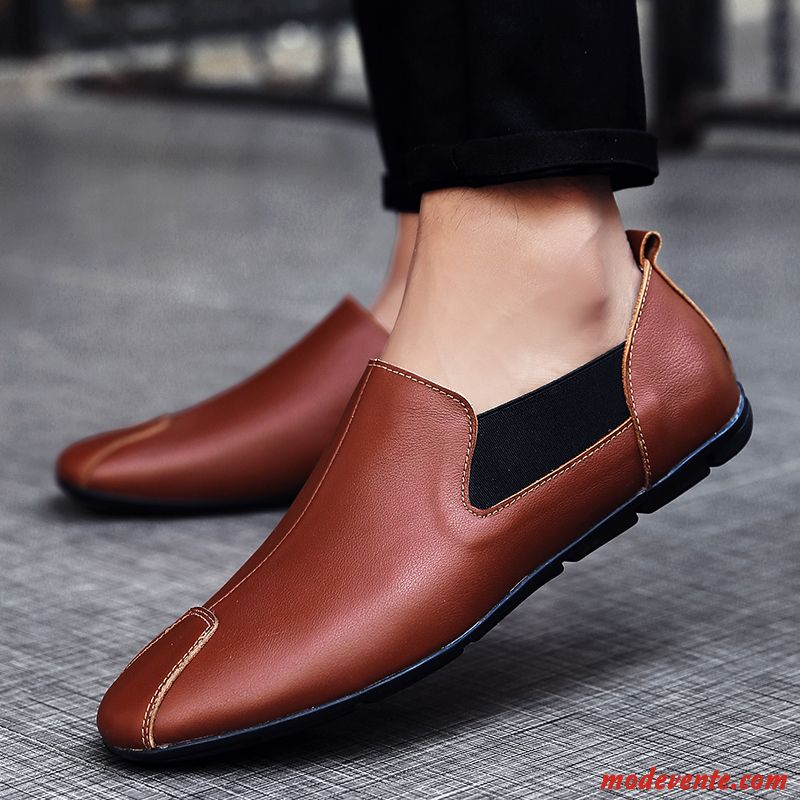 Mocassins Homme Mode Été Tendance De Boîtier Décontractée Chaussures En Cuir Bleu Marin