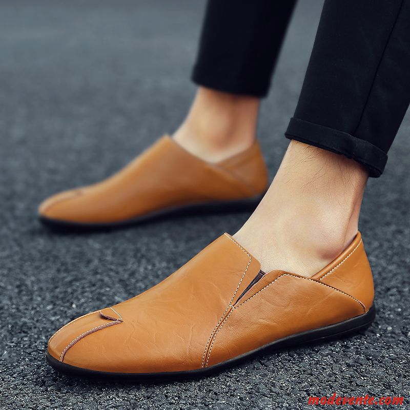 Mocassins Homme Mode Été Tendance De Boîtier Décontractée Chaussures En Cuir Bleu Marin