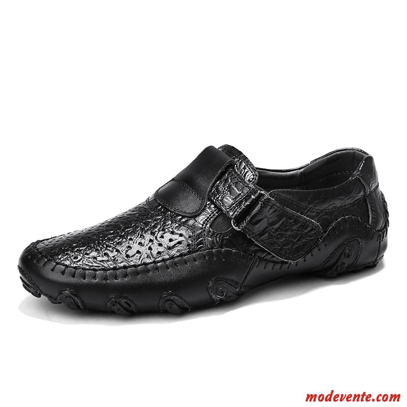 Mocassins Homme Personnalité Décontractée Chaussures En Cuir Tous Les Assortis Slip-on Été Noir Marron